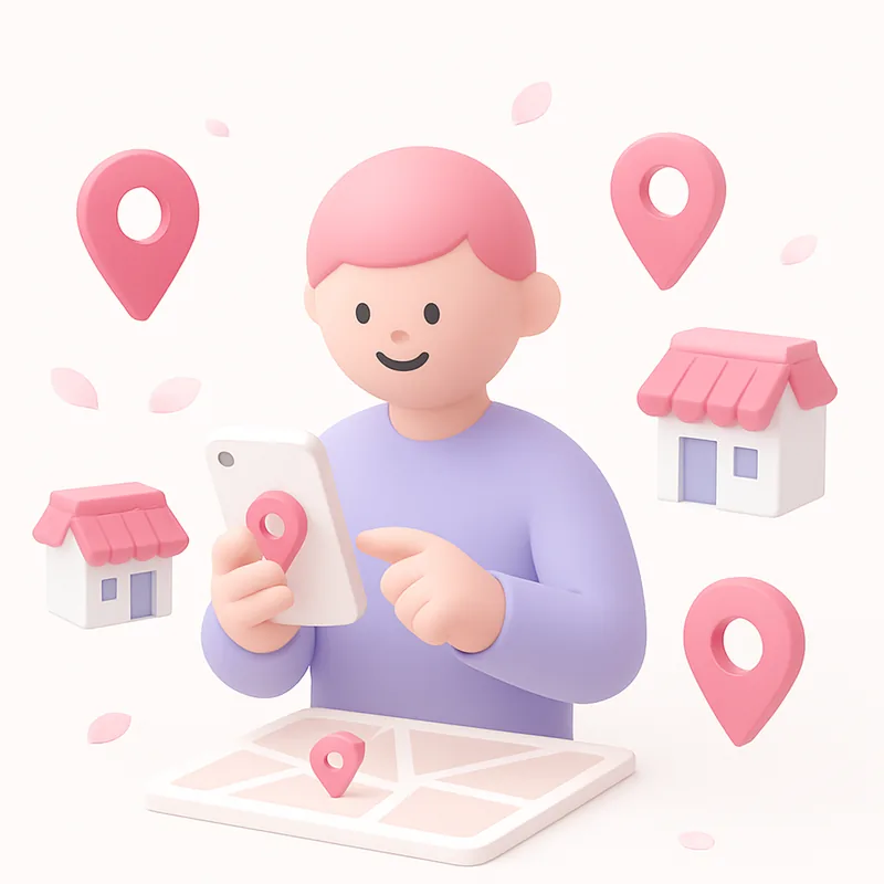 Persona descubriendo comercios locales en su teléfono